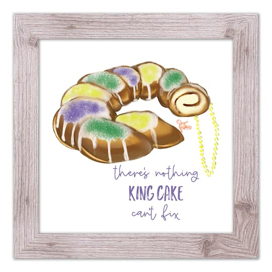 Nothing King Cake Can't Fix Western White Framed Print